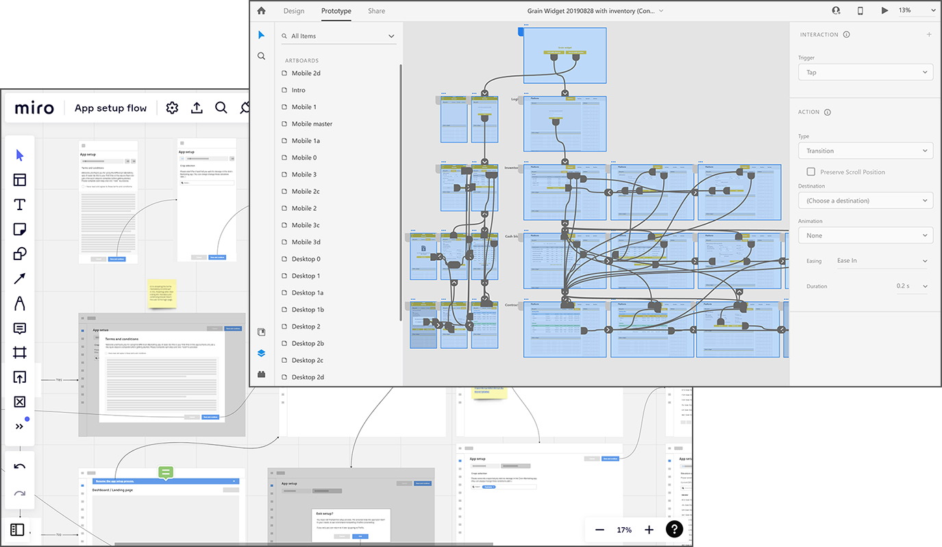 Wireframing in XD and Miro